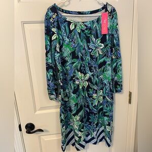Lilly Pulitzer new Floral Print Dress in Blue and Green